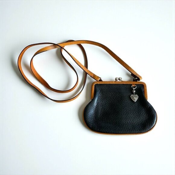 Brighton Black and Tan Leather Coin Purse - Picture 1 of 6